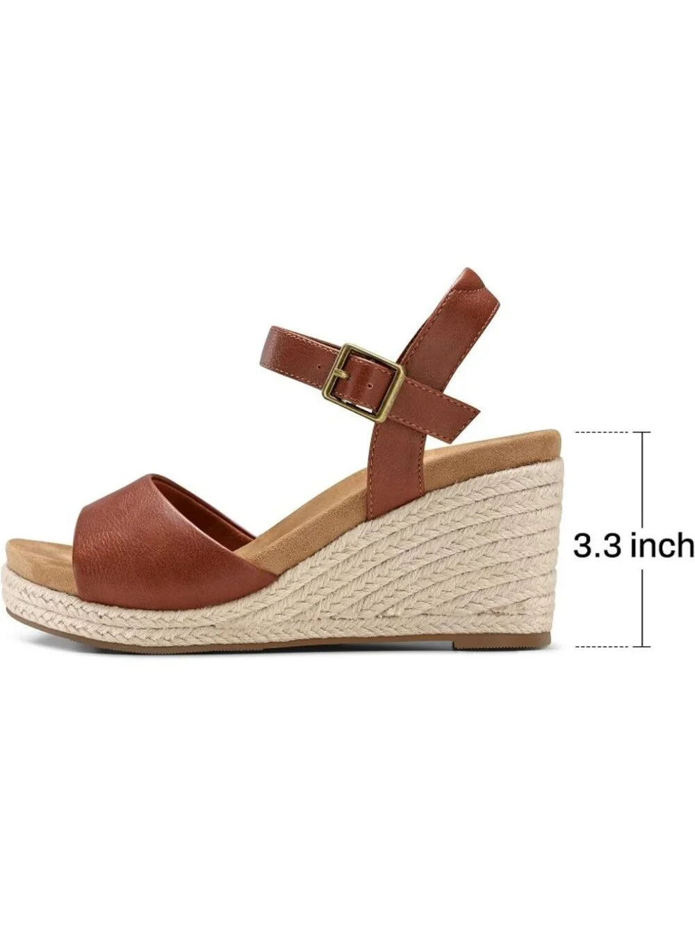 Women's Dark Brown Comfortable Adjustable Ankle Strap with Buckle Heel Sandals